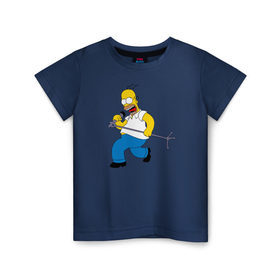 Детская футболка хлопок с принтом Homer Rock в Курске, 100% хлопок | круглый вырез горловины, полуприлегающий силуэт, длина до линии бедер | homer rock гомер рок simpsons симпсоны