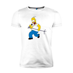 Мужская футболка премиум с принтом Homer Rock в Курске, 92% хлопок, 8% лайкра | приталенный силуэт, круглый вырез ворота, длина до линии бедра, короткий рукав | homer rock гомер рок simpsons симпсоны