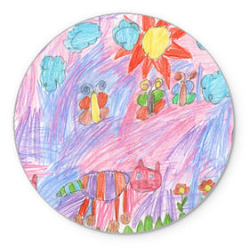 Коврик круглый с принтом Детские рисунки в Курске, резина и полиэстер | круглая форма, изображение наносится на всю лицевую часть | Тематика изображения на принте: dg | габбана | детский | дольче | карандаш | картина | мода | рисунок