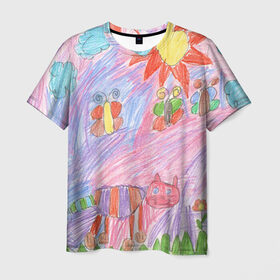 Мужская футболка 3D с принтом Детские рисунки в Курске, 100% полиэфир | прямой крой, круглый вырез горловины, длина до линии бедер | dg | габбана | детский | дольче | карандаш | картина | мода | рисунок