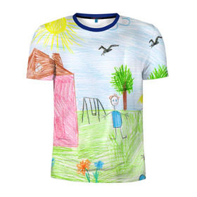 Мужская футболка 3D спортивная с принтом Детские рисунки в Курске, 100% полиэстер с улучшенными характеристиками | приталенный силуэт, круглая горловина, широкие плечи, сужается к линии бедра | dg | габбана | детский | дольче | карандаш | картина | мода | рисунок