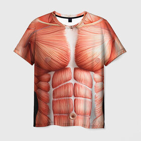 Мужская футболка 3D с принтом Мышцы в Курске, 100% полиэфир | прямой крой, круглый вырез горловины, длина до линии бедер | bodybuilding | бодибилдер | бодибилдинг | качалка | качок | мышцы | спорт | тело | тренажер