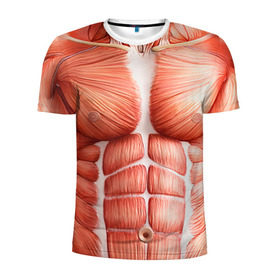 Мужская футболка 3D спортивная с принтом Мышцы в Курске, 100% полиэстер с улучшенными характеристиками | приталенный силуэт, круглая горловина, широкие плечи, сужается к линии бедра | bodybuilding | бодибилдер | бодибилдинг | качалка | качок | мышцы | спорт | тело | тренажер
