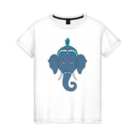 Женская футболка хлопок с принтом Слон в Курске, 100% хлопок | прямой крой, круглый вырез горловины, длина до линии бедер, слегка спущенное плечо | индия | слон