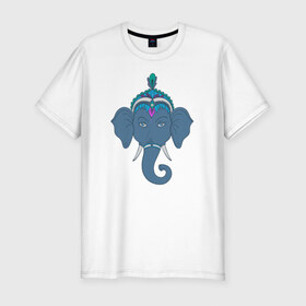 Мужская футболка премиум с принтом Слон в Курске, 92% хлопок, 8% лайкра | приталенный силуэт, круглый вырез ворота, длина до линии бедра, короткий рукав | индия | слон
