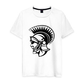 Мужская футболка хлопок с принтом Римский воин в Курске, 100% хлопок | прямой крой, круглый вырез горловины, длина до линии бедер, слегка спущенное плечо. | rome | воин | война | история | римский воинрим | солдат | шлем