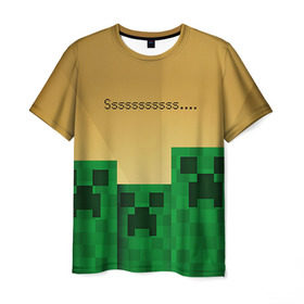 Мужская футболка 3D с принтом Minecraft в Курске, 100% полиэфир | прямой крой, круглый вырез горловины, длина до линии бедер | Тематика изображения на принте: крипер