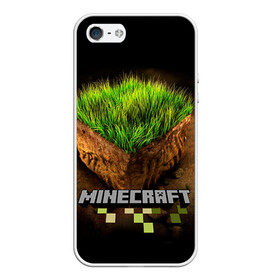 Чехол для iPhone 5/5S матовый с принтом Minecraft в Курске, Силикон | Область печати: задняя сторона чехла, без боковых панелей | крипер