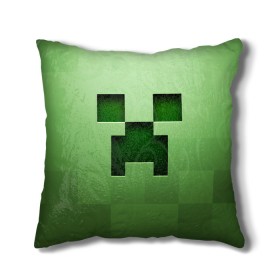 Подушка 3D с принтом Minecraft в Курске, наволочка – 100% полиэстер, наполнитель – холлофайбер (легкий наполнитель, не вызывает аллергию). | состоит из подушки и наволочки. Наволочка на молнии, легко снимается для стирки | Тематика изображения на принте: крипер