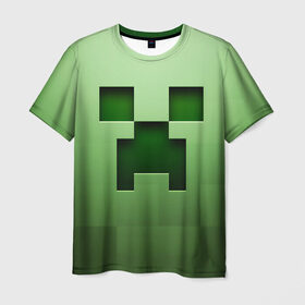 Мужская футболка 3D с принтом Minecraft в Курске, 100% полиэфир | прямой крой, круглый вырез горловины, длина до линии бедер | Тематика изображения на принте: крипер