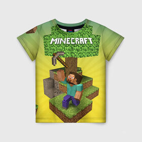 Детская футболка 3D с принтом Minecraft в Курске, 100% гипоаллергенный полиэфир | прямой крой, круглый вырез горловины, длина до линии бедер, чуть спущенное плечо, ткань немного тянется | Тематика изображения на принте: крипер