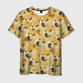Мужская футболка 3D с принтом Doge в Курске, 100% полиэфир | прямой крой, круглый вырез горловины, длина до линии бедер | doge