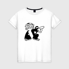Женская футболка хлопок с принтом Злая обезьяна в Курске, 100% хлопок | прямой крой, круглый вырез горловины, длина до линии бедер, слегка спущенное плечо | 