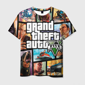 Мужская футболка 3D с принтом GTA в Курске, 100% полиэфир | прямой крой, круглый вырез горловины, длина до линии бедер | auto | five | grand | gta | theft | гта