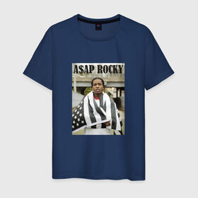 Мужская футболка хлопок с принтом Asap Rocky в Курске, 100% хлопок | прямой крой, круглый вырез горловины, длина до линии бедер, слегка спущенное плечо. | Тематика изображения на принте: asap | rocky | асап | роки | рокки | эйсэп
