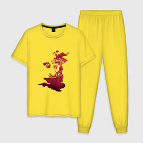 Мужская пижама хлопок с принтом Манчестер Юнайтед в Курске, 100% хлопок | брюки и футболка прямого кроя, без карманов, на брюках мягкая резинка на поясе и по низу штанин
 | manchester_united | манчестер_юнайтед | мю на карте англии | футбол