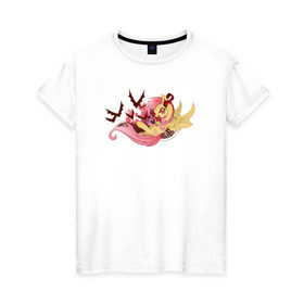 Женская футболка хлопок с принтом Flutter Rock Redux в Курске, 100% хлопок | прямой крой, круглый вырез горловины, длина до линии бедер, слегка спущенное плечо | flutterbat | mlp | mylittlepony