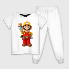 Детская пижама хлопок с принтом Super Mario в Курске, 100% хлопок |  брюки и футболка прямого кроя, без карманов, на брюках мягкая резинка на поясе и по низу штанин
 | nintendo | марио | нинтендо
