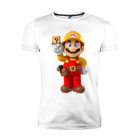 Мужская футболка премиум с принтом Super Mario в Курске, 92% хлопок, 8% лайкра | приталенный силуэт, круглый вырез ворота, длина до линии бедра, короткий рукав | nintendo | марио | нинтендо
