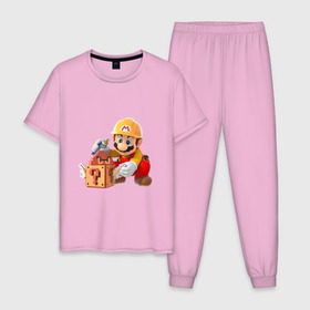 Мужская пижама хлопок с принтом Super Mario в Курске, 100% хлопок | брюки и футболка прямого кроя, без карманов, на брюках мягкая резинка на поясе и по низу штанин
 | nintendo | марио | нинтендо