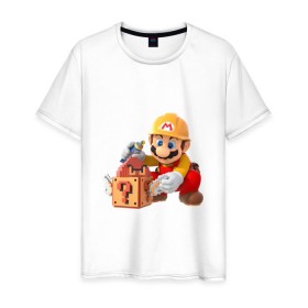Мужская футболка хлопок с принтом Super Mario в Курске, 100% хлопок | прямой крой, круглый вырез горловины, длина до линии бедер, слегка спущенное плечо. | nintendo | марио | нинтендо