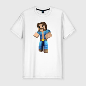Мужская футболка премиум с принтом Чак Норрис (Minecraft) в Курске, 92% хлопок, 8% лайкра | приталенный силуэт, круглый вырез ворота, длина до линии бедра, короткий рукав | Тематика изображения на принте: norris | майнкрафт