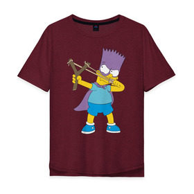 Мужская футболка хлопок Oversize с принтом Бартмен в Курске, 100% хлопок | свободный крой, круглый ворот, “спинка” длиннее передней части | бартмен симпсоны simpsons bart