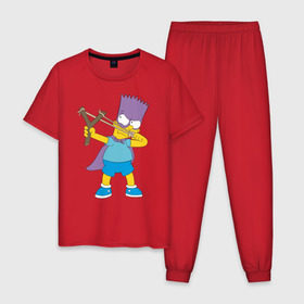 Мужская пижама хлопок с принтом Бартмен в Курске, 100% хлопок | брюки и футболка прямого кроя, без карманов, на брюках мягкая резинка на поясе и по низу штанин
 | бартмен симпсоны simpsons bart
