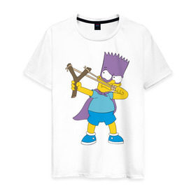 Мужская футболка хлопок с принтом Бартмен в Курске, 100% хлопок | прямой крой, круглый вырез горловины, длина до линии бедер, слегка спущенное плечо. | Тематика изображения на принте: бартмен симпсоны simpsons bart