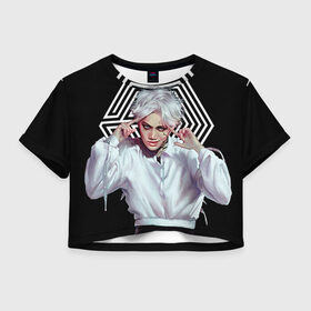Женская футболка 3D укороченная с принтом Exo в Курске, 100% полиэстер | круглая горловина, длина футболки до линии талии, рукава с отворотами | k pop | kpop | ехо | кай | кей поп | корейская попса | корея | кпоп | экзо | эксо