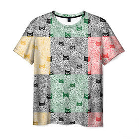 Мужская футболка 3D с принтом Котики в Курске, 100% полиэфир | прямой крой, круглый вырез горловины, длина до линии бедер | cat | hipster | meow | style | кот | котики | кошка | хипстер | хипстеры