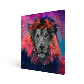 Холст квадратный с принтом Космический лев в Курске, 100% ПВХ |  | hipster | leon | style | космос | лев | хипстер | хипстеры