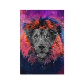 Обложка для паспорта матовая кожа с принтом Космический лев в Курске, натуральная матовая кожа | размер 19,3 х 13,7 см; прозрачные пластиковые крепления | hipster | leon | style | космос | лев | хипстер | хипстеры