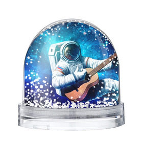 Снежный шар с принтом Космонавт с гитарой в Курске, Пластик | Изображение внутри шара печатается на глянцевой фотобумаге с двух сторон | гитара