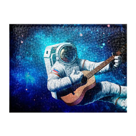 Обложка на студенческий билет с принтом Космонавт с гитарой в Курске, натуральная кожа | Размер: 11*8 см; Печать на всей внешней стороне | гитара