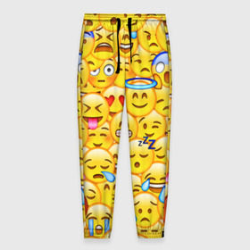 Мужские брюки 3D с принтом Emoji в Курске, 100% полиэстер | манжеты по низу, эластичный пояс регулируется шнурком, по бокам два кармана без застежек, внутренняя часть кармана из мелкой сетки | emoji | смайлы | эмоджи