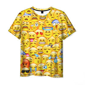 Мужская футболка 3D с принтом Emoji в Курске, 100% полиэфир | прямой крой, круглый вырез горловины, длина до линии бедер | emoji | смайлы | эмоджи