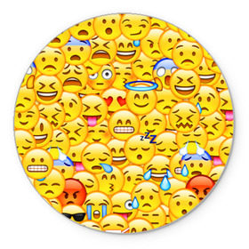 Коврик круглый с принтом Emoji в Курске, резина и полиэстер | круглая форма, изображение наносится на всю лицевую часть | emoji | смайлы | эмоджи