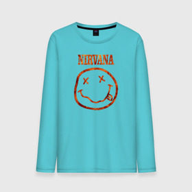 Мужской лонгслив хлопок с принтом Nirvana fire в Курске, 100% хлопок |  | cobain | kurt | nirvana | кобейн | курт | нирвана | рок