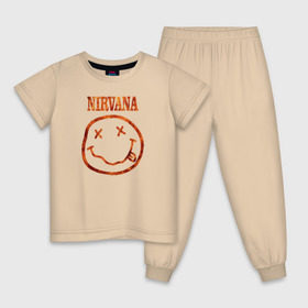 Детская пижама хлопок с принтом Nirvana fire в Курске, 100% хлопок |  брюки и футболка прямого кроя, без карманов, на брюках мягкая резинка на поясе и по низу штанин
 | cobain | kurt | nirvana | кобейн | курт | нирвана | рок