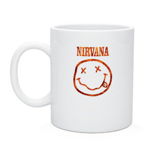 Кружка с принтом Nirvana fire в Курске, керамика | объем — 330 мл, диаметр — 80 мм. Принт наносится на бока кружки, можно сделать два разных изображения | cobain | kurt | nirvana | кобейн | курт | нирвана | рок