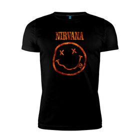 Мужская футболка премиум с принтом Nirvana fire в Курске, 92% хлопок, 8% лайкра | приталенный силуэт, круглый вырез ворота, длина до линии бедра, короткий рукав | cobain | kurt | nirvana | кобейн | курт | нирвана | рок