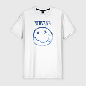 Мужская футболка премиум с принтом Nirvana sky в Курске, 92% хлопок, 8% лайкра | приталенный силуэт, круглый вырез ворота, длина до линии бедра, короткий рукав | cobain | kurt | nirvana | кобейн | курт | нирвана