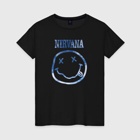 Женская футболка хлопок с принтом Nirvana sky в Курске, 100% хлопок | прямой крой, круглый вырез горловины, длина до линии бедер, слегка спущенное плечо | cobain | kurt | nirvana | кобейн | курт | нирвана