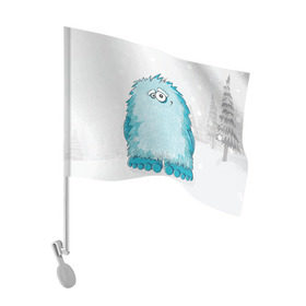 Флаг для автомобиля с принтом Йети в Курске, 100% полиэстер | Размер: 30*21 см | yeti | ети | йети | монстр | монстрик | снежный человек | чудовище