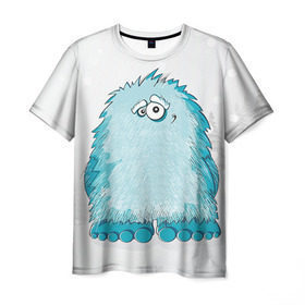 Мужская футболка 3D с принтом Йети в Курске, 100% полиэфир | прямой крой, круглый вырез горловины, длина до линии бедер | yeti | ети | йети | монстр | монстрик | снежный человек | чудовище