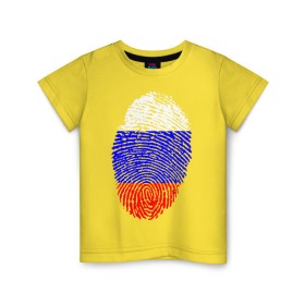 Детская футболка хлопок с принтом Отпечаток Россия в Курске, 100% хлопок | круглый вырез горловины, полуприлегающий силуэт, длина до линии бедер | лайк | отпечаток пальца | палец | россия | рука | триколор | флаг