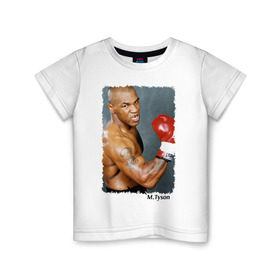 Детская футболка хлопок с принтом Майк Тайсон (Mike Tyson) в Курске, 100% хлопок | круглый вырез горловины, полуприлегающий силуэт, длина до линии бедер | Тематика изображения на принте: майк тайсон