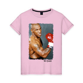 Женская футболка хлопок с принтом Майк Тайсон (Mike Tyson) в Курске, 100% хлопок | прямой крой, круглый вырез горловины, длина до линии бедер, слегка спущенное плечо | майк тайсон