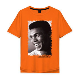 Мужская футболка хлопок Oversize с принтом Мухаммед Али (Muhammad Ali) в Курске, 100% хлопок | свободный крой, круглый ворот, “спинка” длиннее передней части | Тематика изображения на принте: мухаммед али